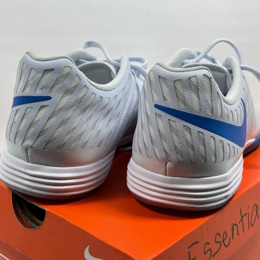 NIKE Sneakers M9.5 W11 Lunargato II Leather Trainer Football Shoes Gray Blue NEW